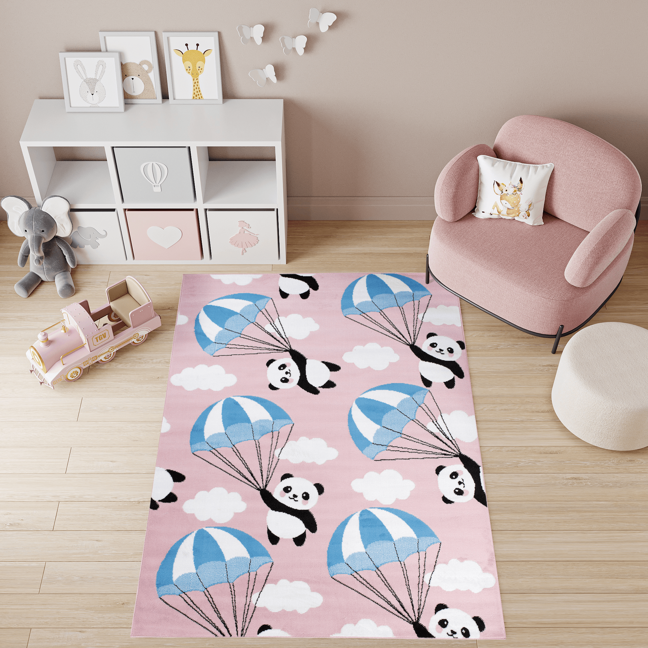 Tappeto Per Bambini Pinky Rosa Panda