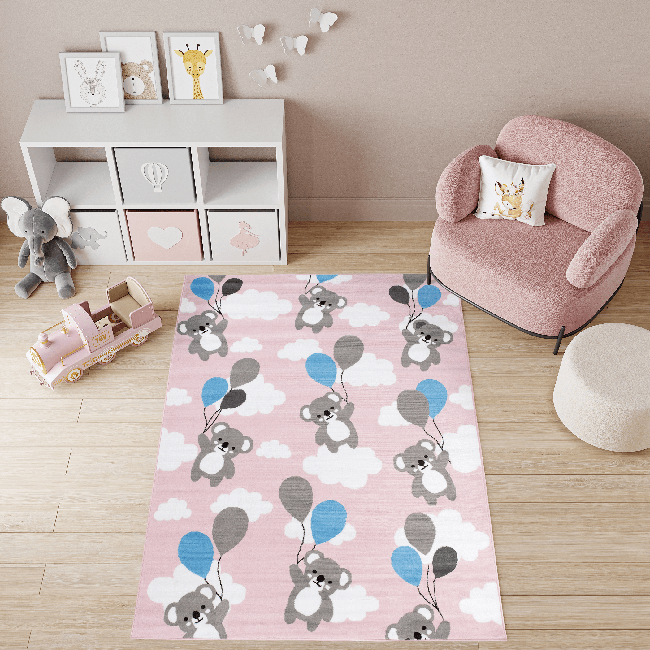 Tappeto Per Bambini Pinky Rosa Orsetti Koala