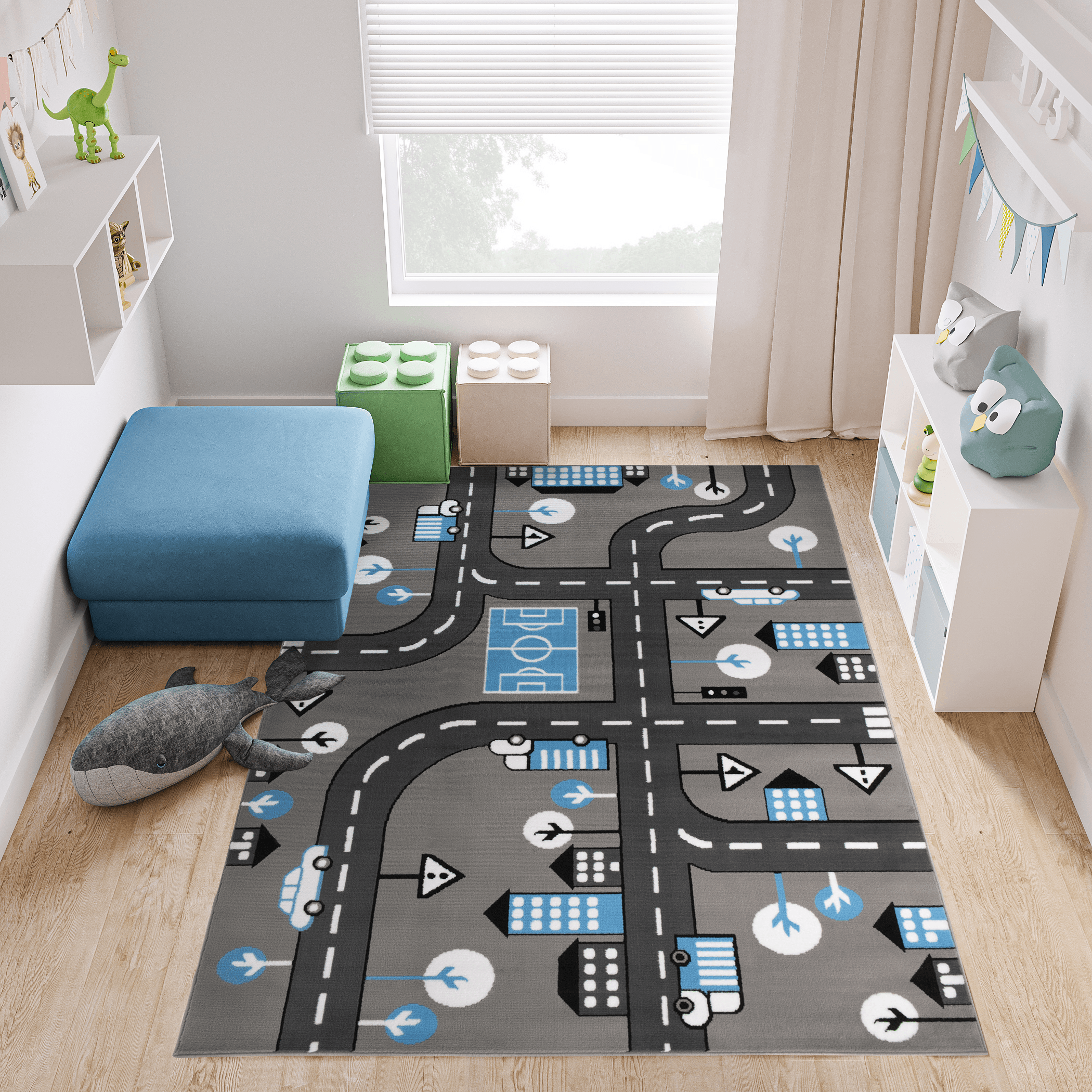 Tappeto Per Bambini Pinky Pinky Grigio Blu Strada