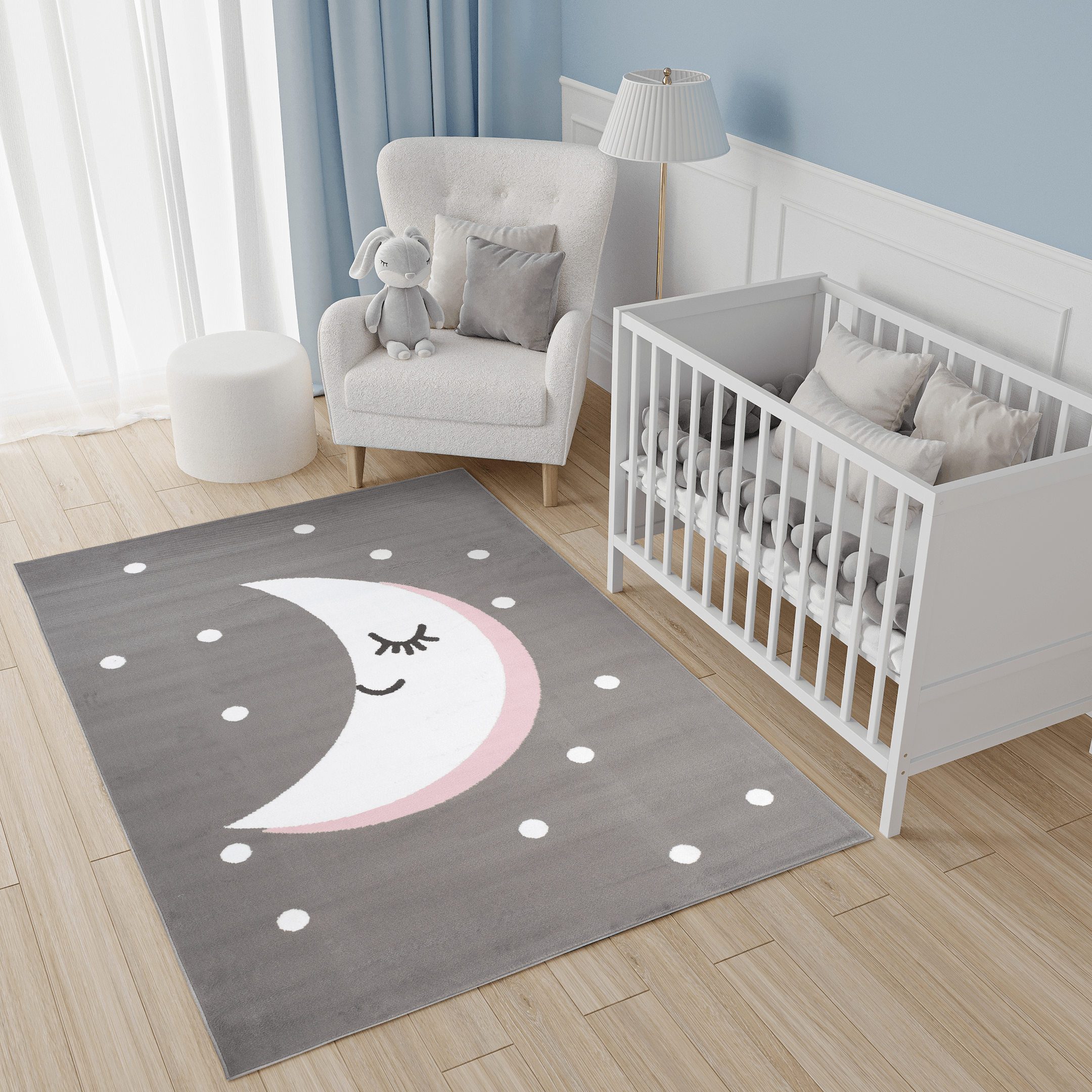 Tappeto Per Bambini Pinky Grigio Luna