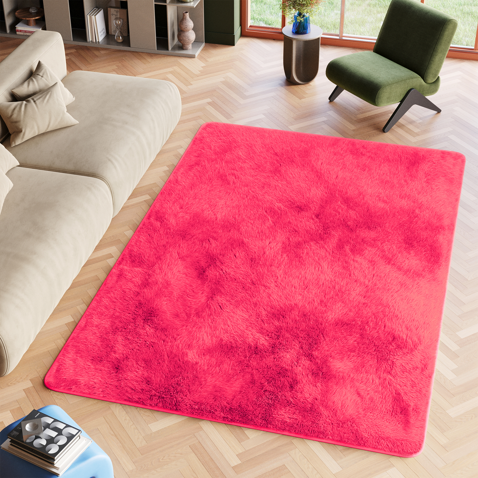 Tappeto Silk Antiscivolo Shaggy Rosa