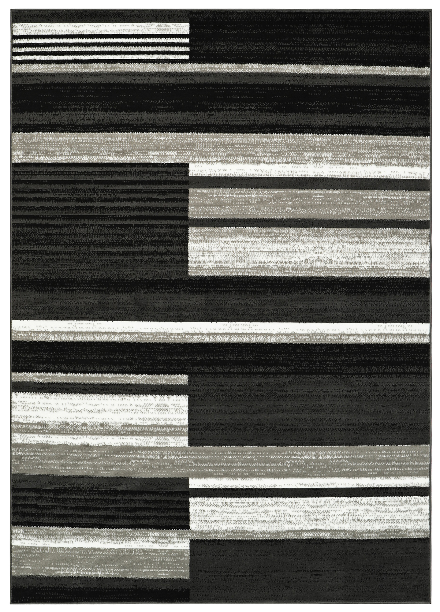 Tappeto Qmega Geometrico Nero Grigio Bianco a Strisce