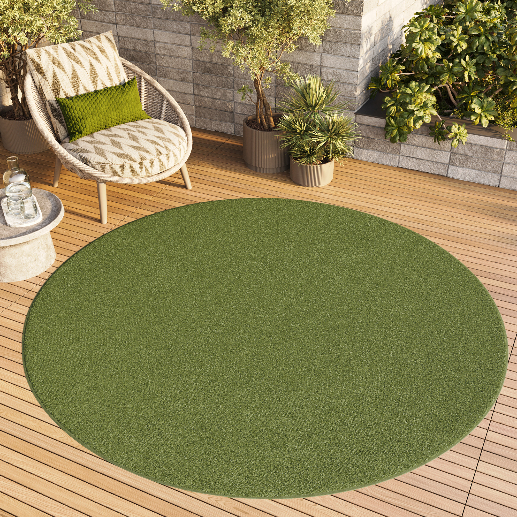 Tappeto Mono Rotondo Interno Esterno Verde