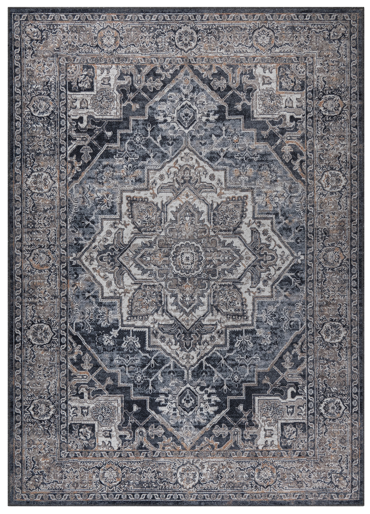 Tappeto Ritz Blu Navy Grigio Vintage Rosetta