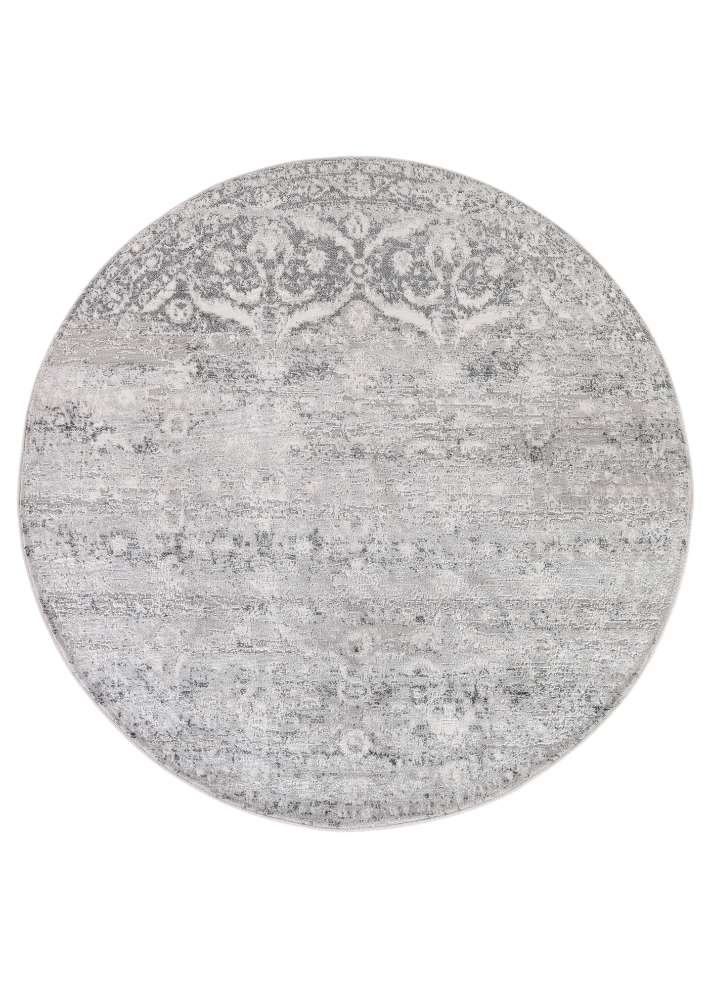 Tappeto Sky Rotondo Grigio Vintage Floreale Sfumato