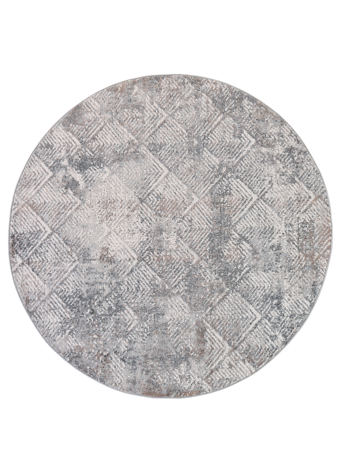 Tappeto Valley Rotondo Grigio Beige Geometrico Quadrato