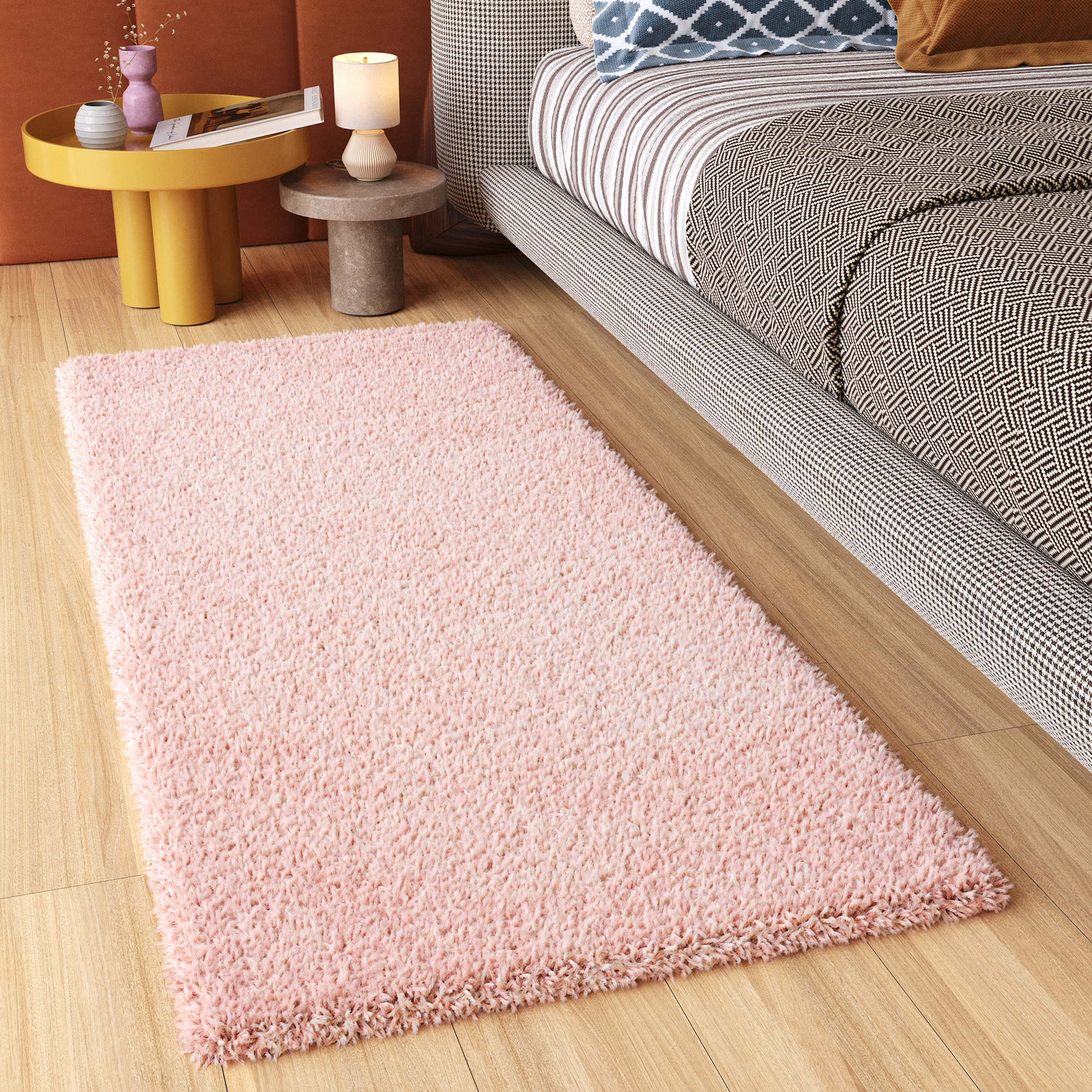 Tappeto Passatoia Essence Shaggy Monocolore Rosa