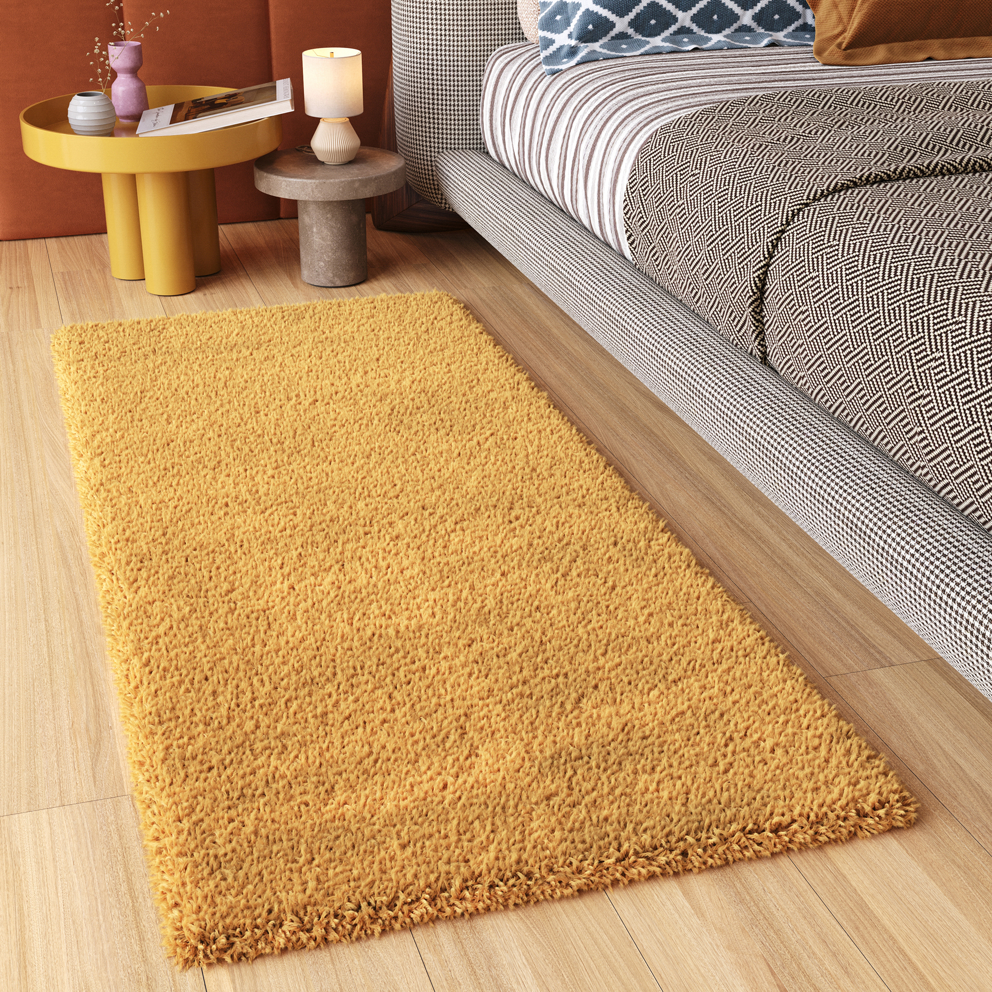 Tappeto Passatoia Essence Shaggy Monocolore Senape