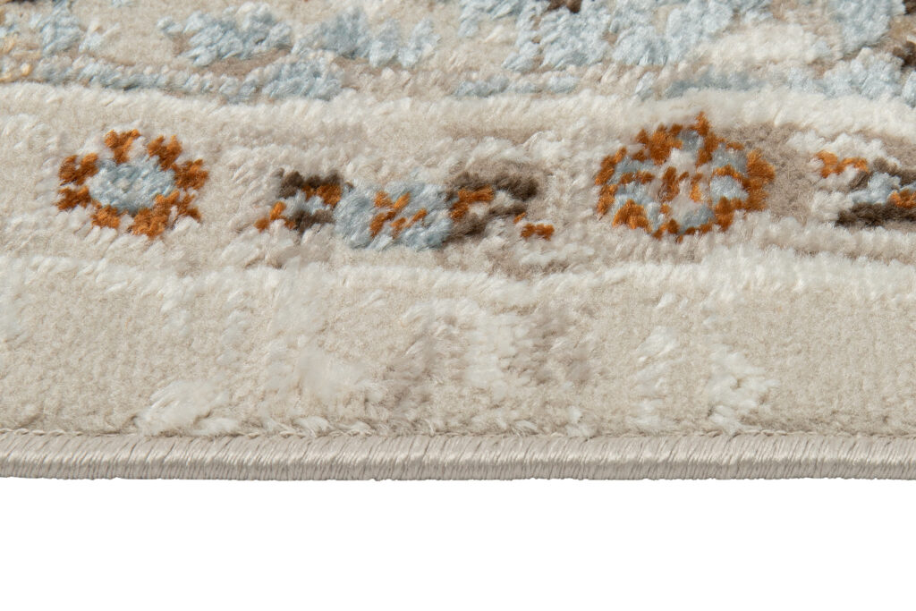 Tappeto Retro Blu Grigio Ornamenti Vintage