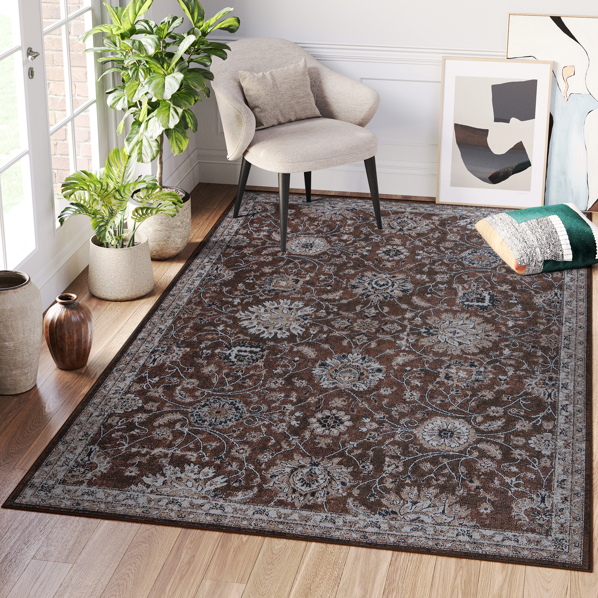 Tappeto Ritz Marrone Floreale Ornamenti