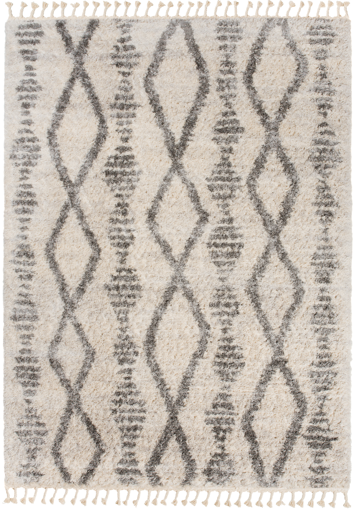 Tappeto Versay Crema Grigio Azteco con Frange