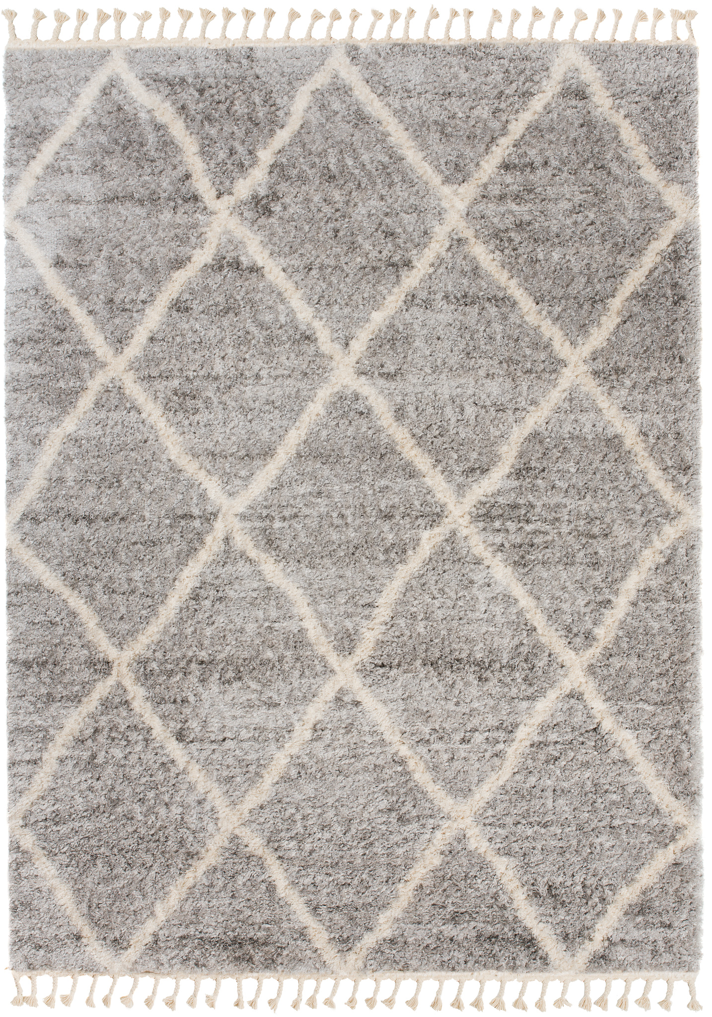 Tappeto Versay Grigio Crema a Sccachi con Frangei