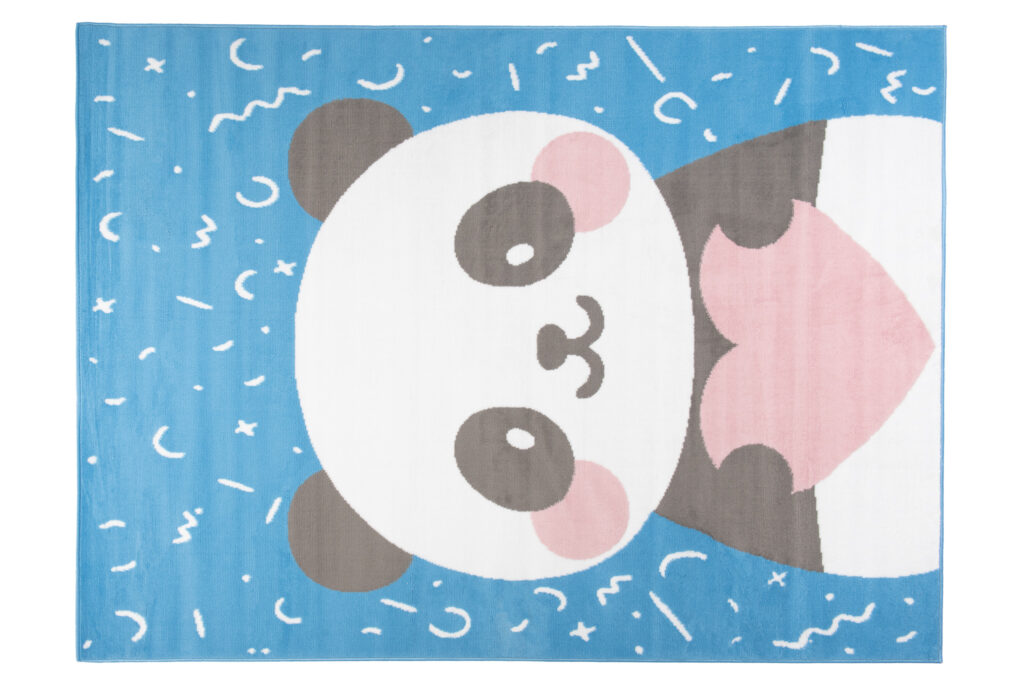 Tappeto Jolly Bambini Cameretta Panda Animale Blu A Pelo Corto