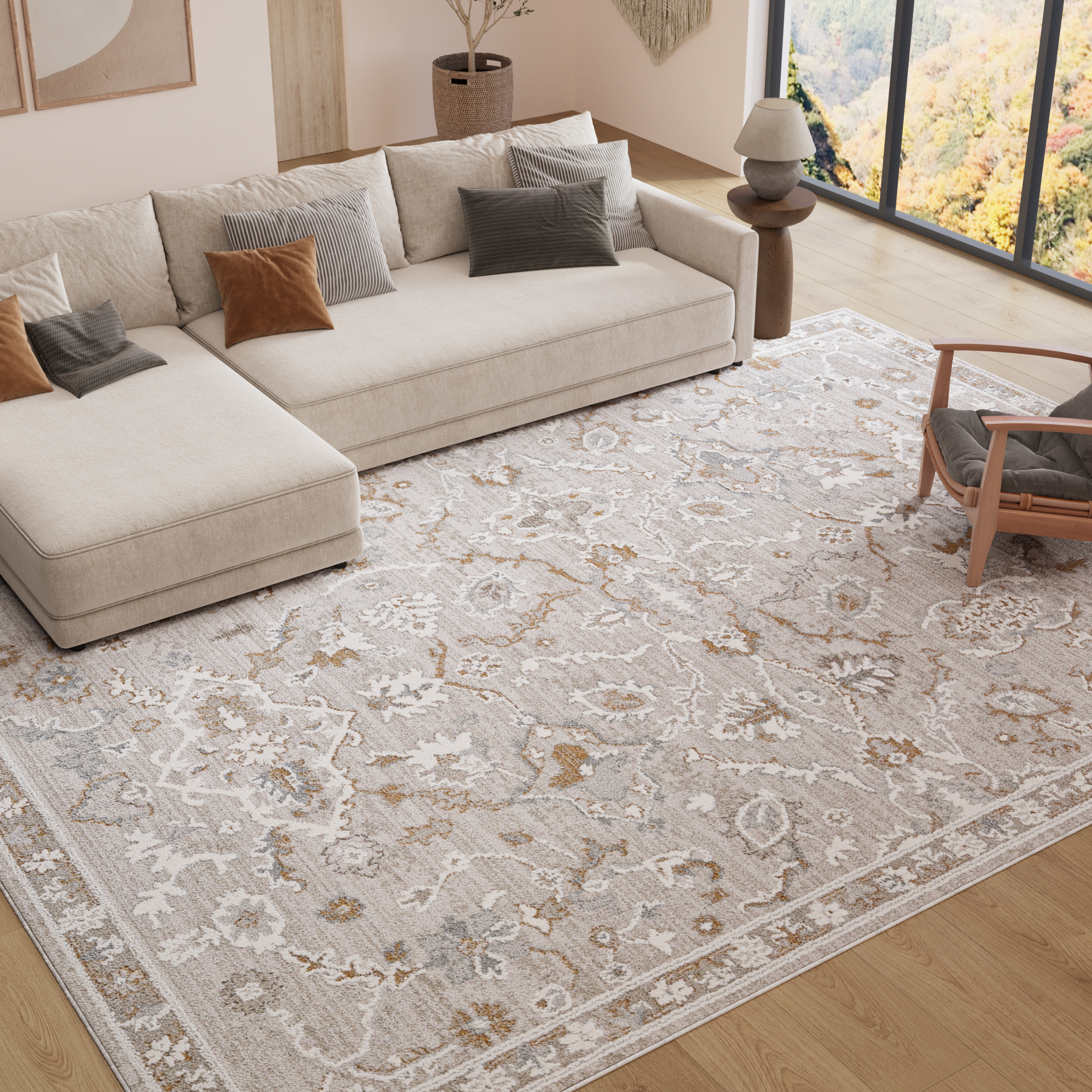 Tappeto Trend Beige Grigio Floreale