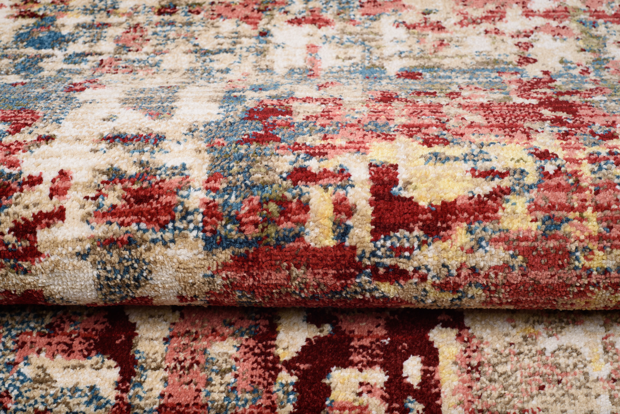 Tappeto Rivoli Astratto Beige Rosso con Frange