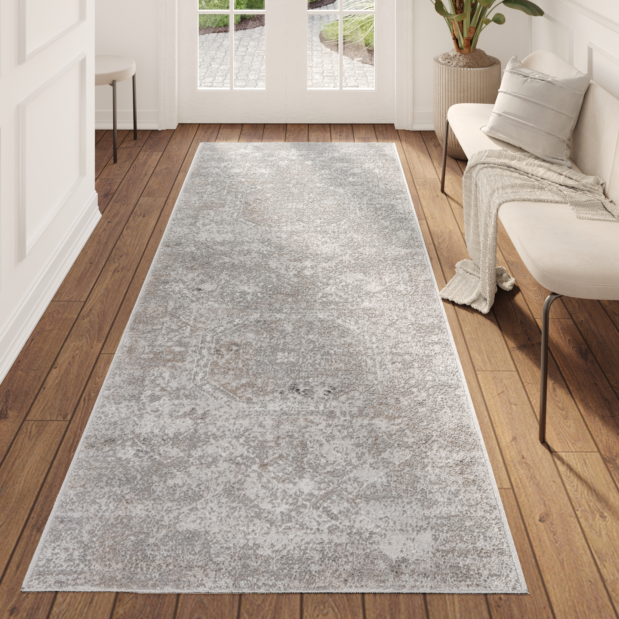 Tappeto Passatoia Valley Grigio Beige Vintage Ornamenti