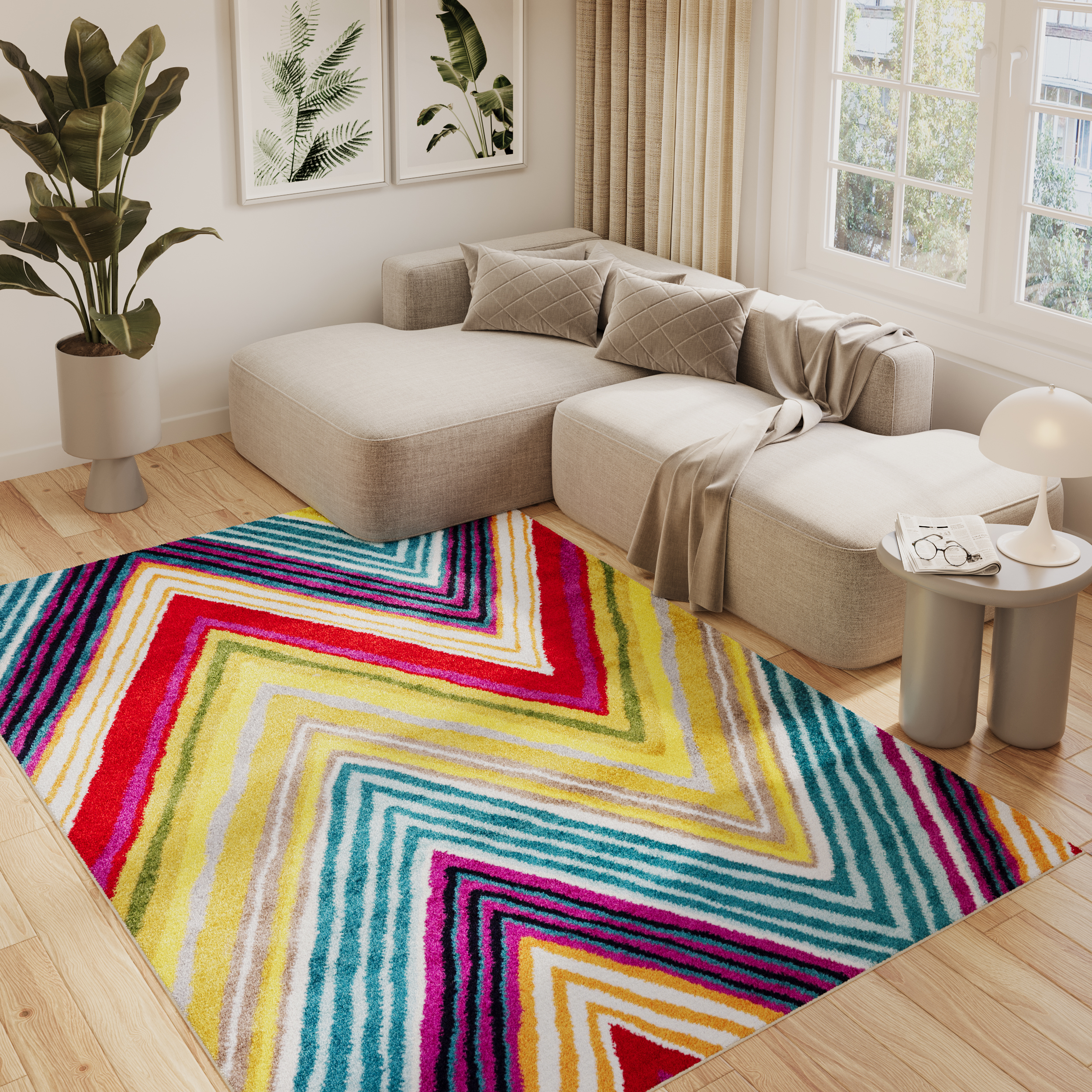 Tappeto Salsa Multicolore ZigZag