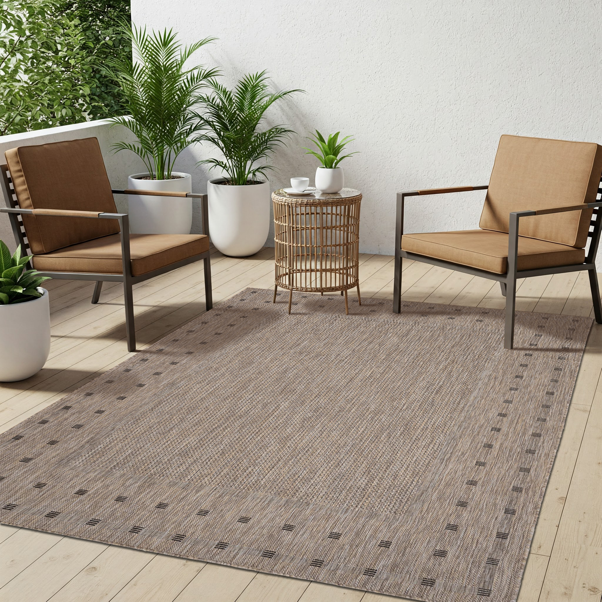 Tappeto Melissa Marrone Cornice Interno Esterno