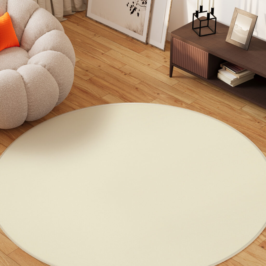Tappeto Mono Rotondo Interno Esterno Crema