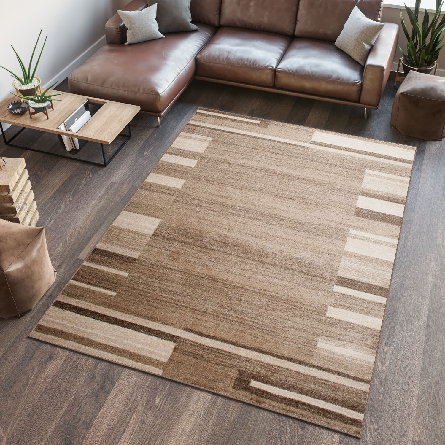 Tappeto Sari Moderno Geometrico Beige Marrone Astratto