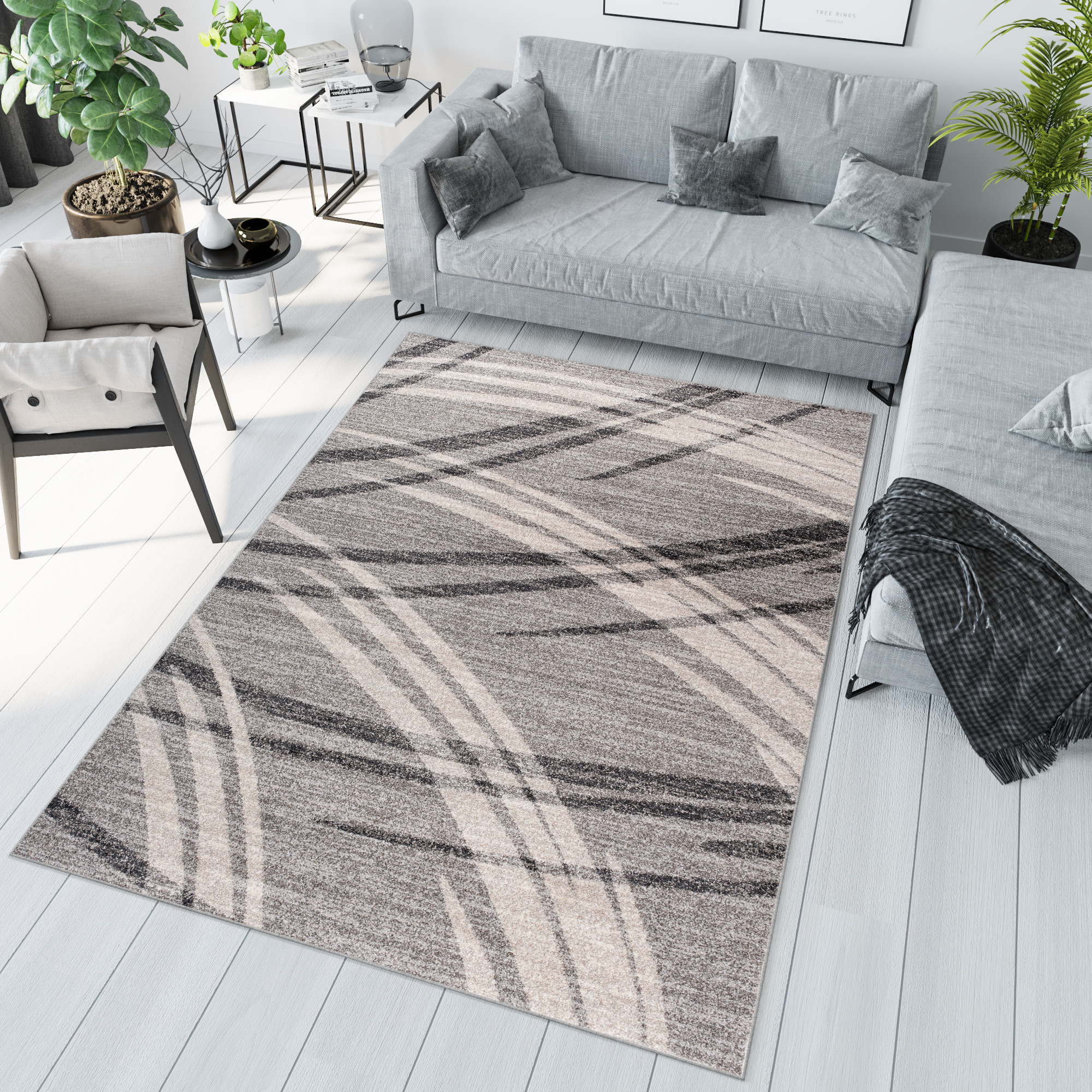 Tappeto Sari Moderno Salotto Grigio Beige Astratto