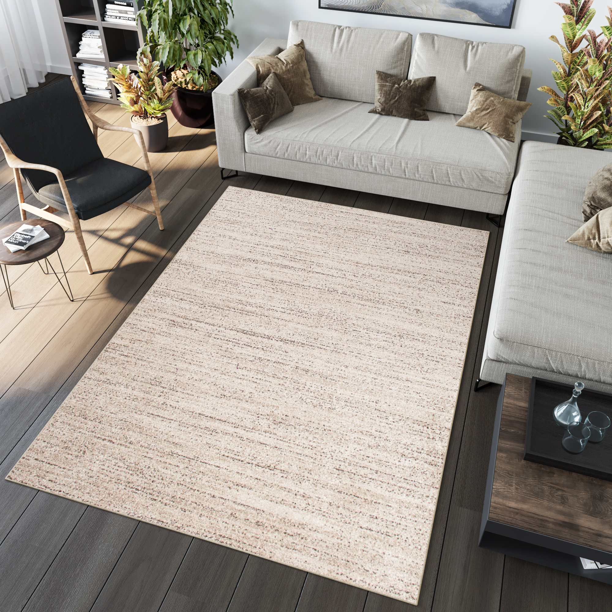 Tappeto Sari Beige Crema Tinta Unita Puntinato