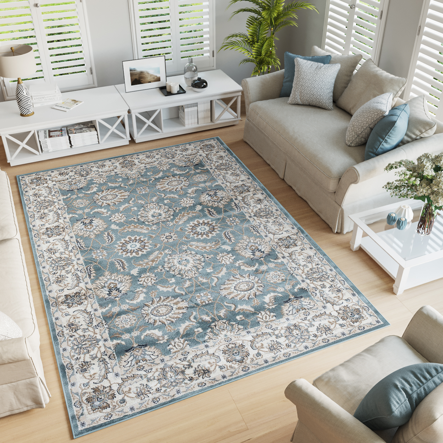 Tappeto Dubai Orientale Blu Verde Tradizionale