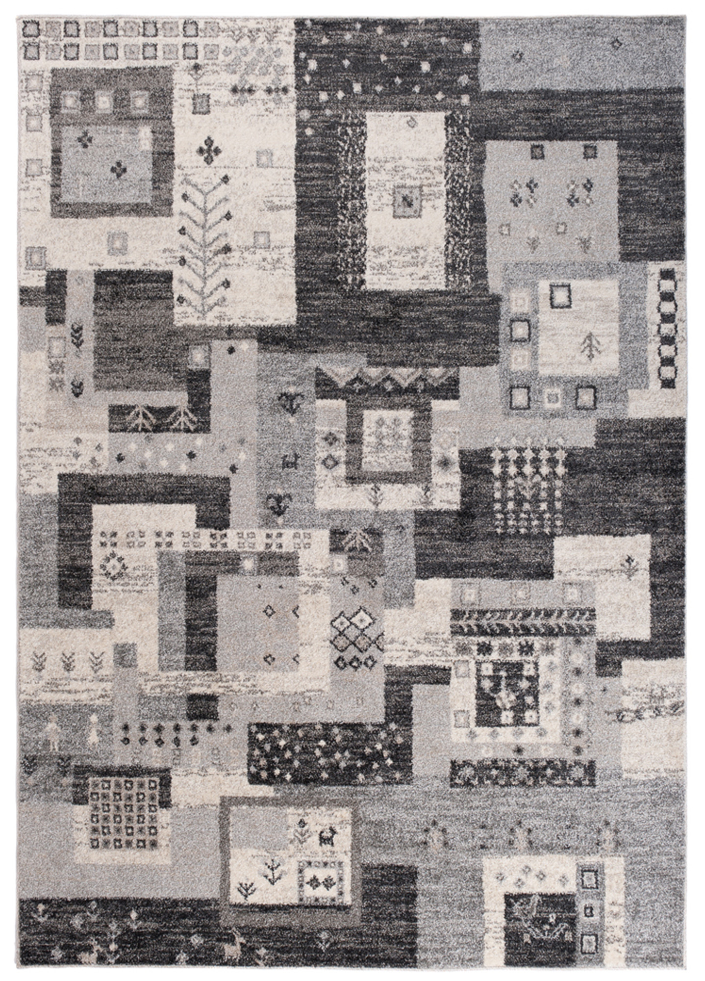 Tappeto Sari Moderno Etnico Grigio Geometrico Quadri