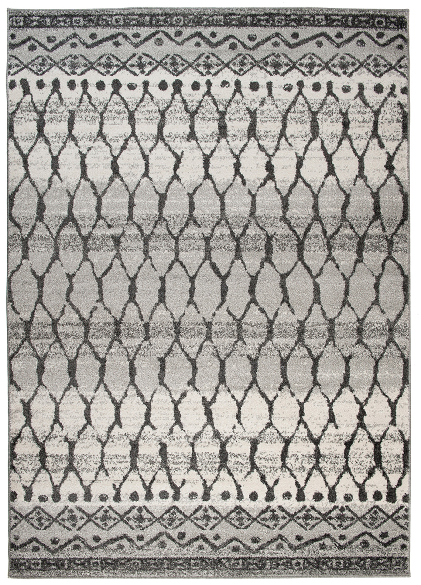 Tappeto Sari Moderno Grigio Ecrù Geometrico Rete