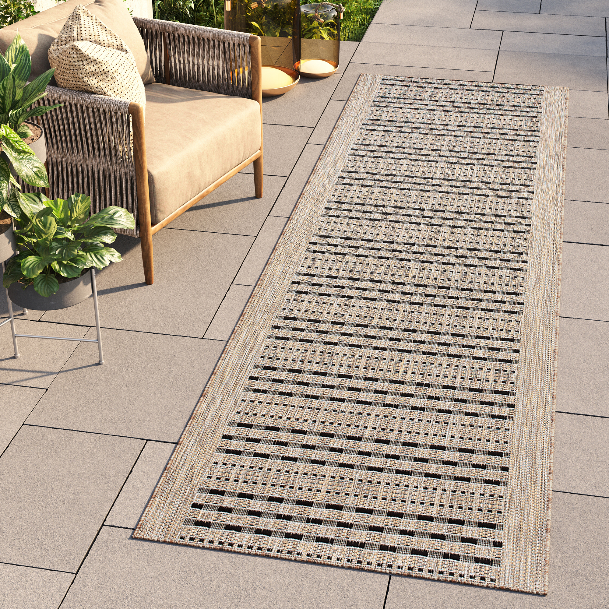 Passatoia Melissa Marrone Nero a Righe Indoor Outdoor
