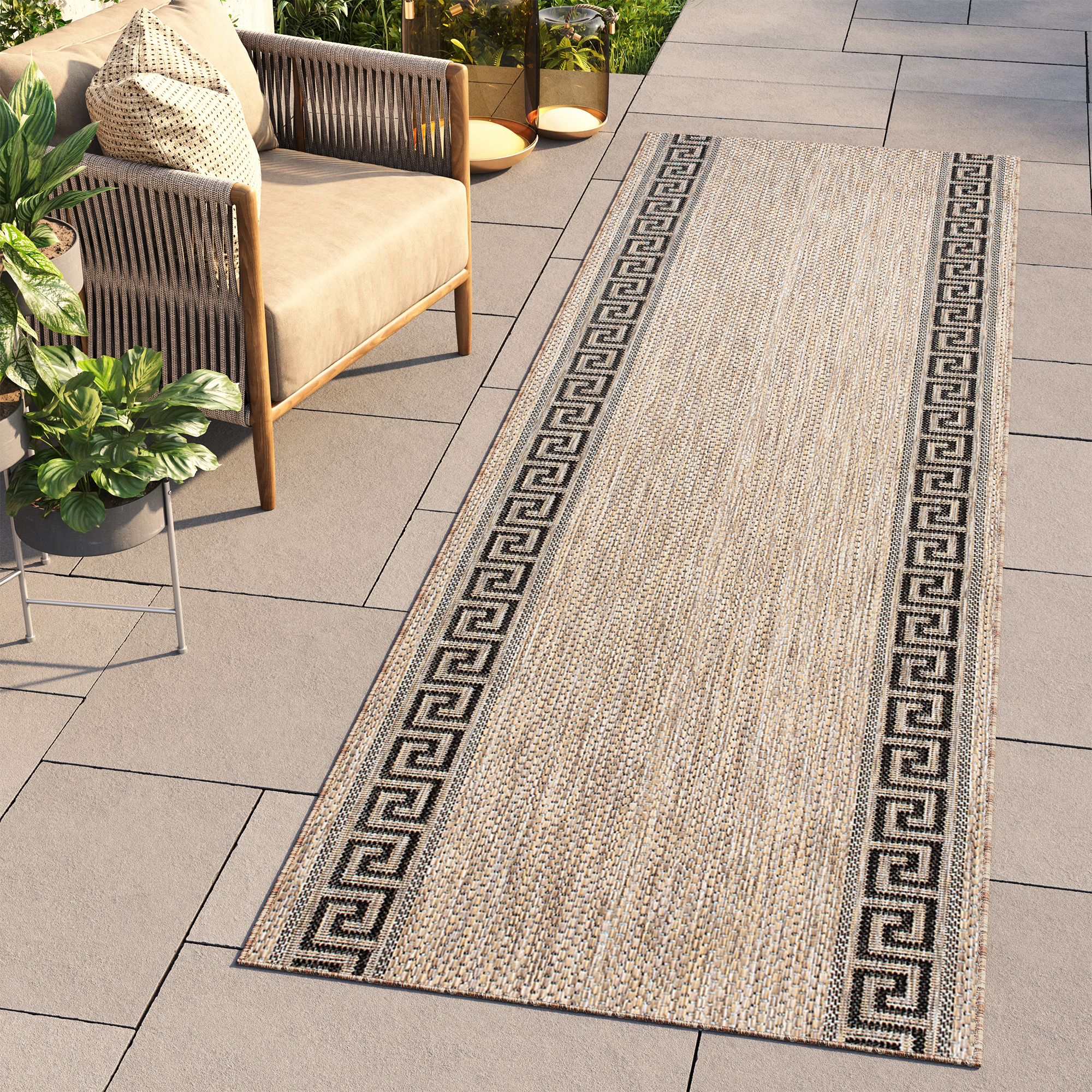 Passatoia Melissa Marrone Nero a Zigzag Indoor Outdoor