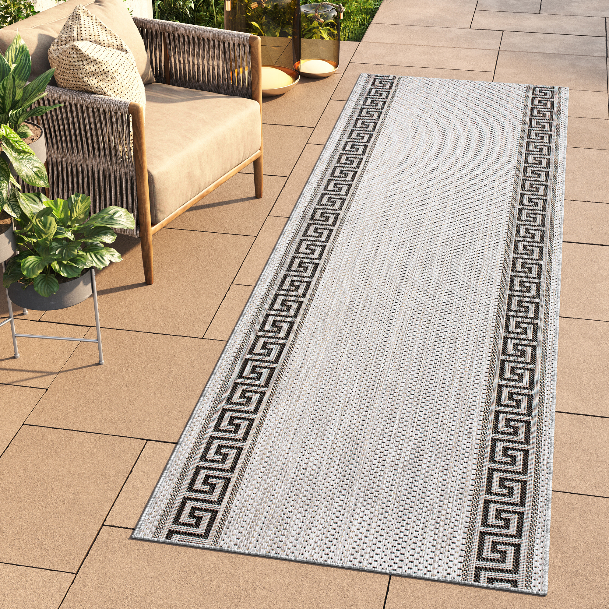 Passatoia Melissa Grigia Nero a Zigzag Indoor Outdoor