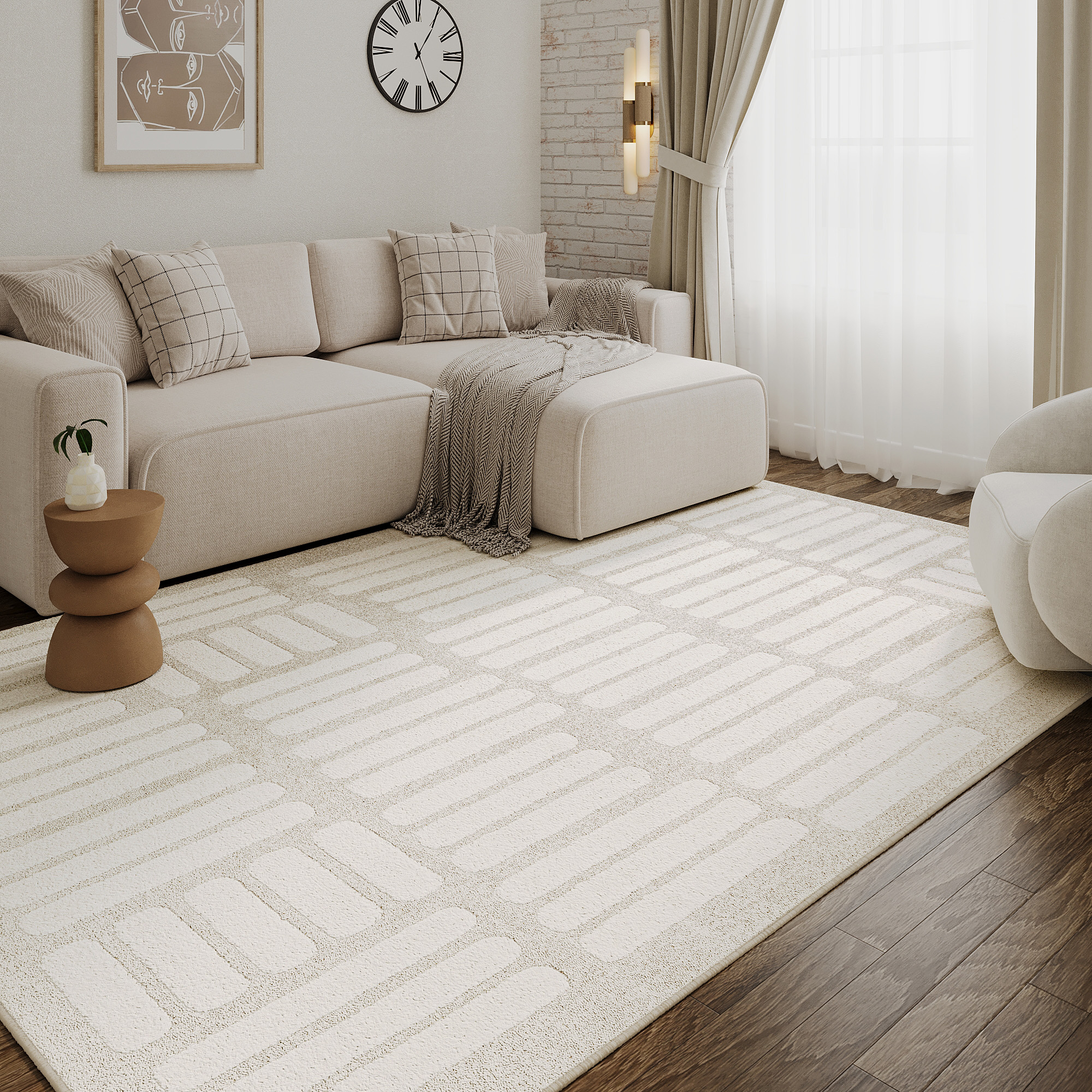Tappeto Terra Crema Righe