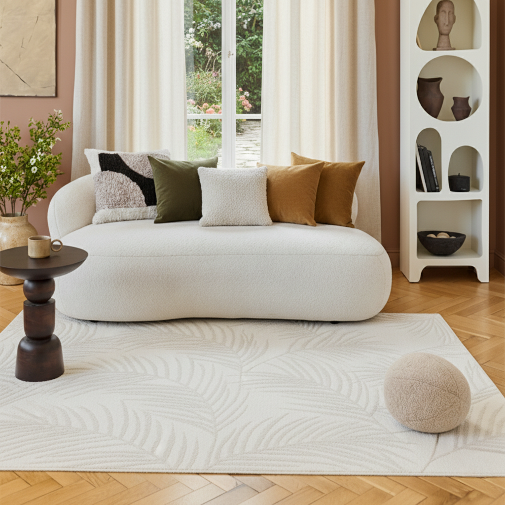 Tappeto Terra Crema Foglie di Palma