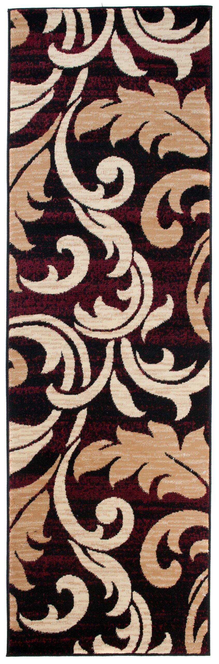 Passatoia Dream Bordeaux Crema con Ornamenti Foglie