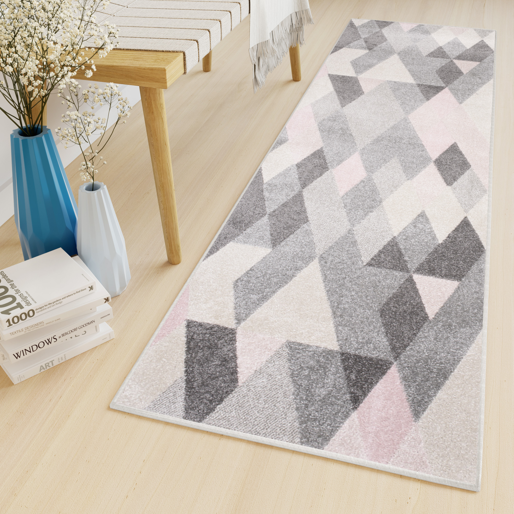 Passatoia Lazur Grigia Rosa Triangoli