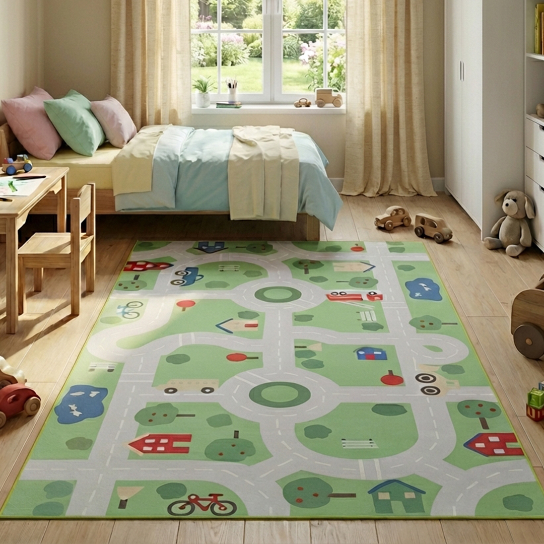 Tappeto Bambini Snooki Città Verde Antiscivolo