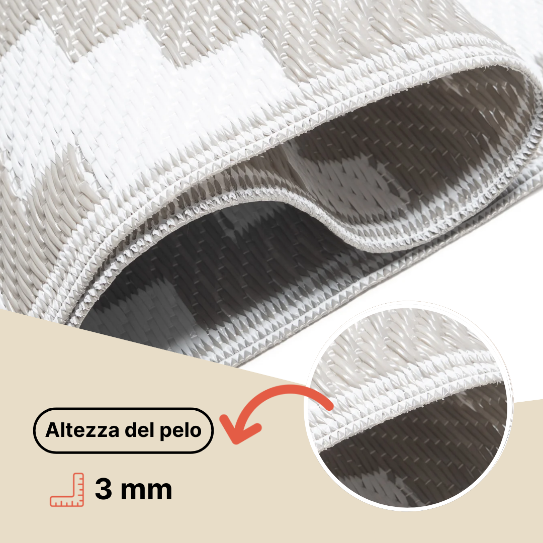 Tappeto Ibiza per Esterno Bifacciale Impermeabile Blu Scuro Bianco