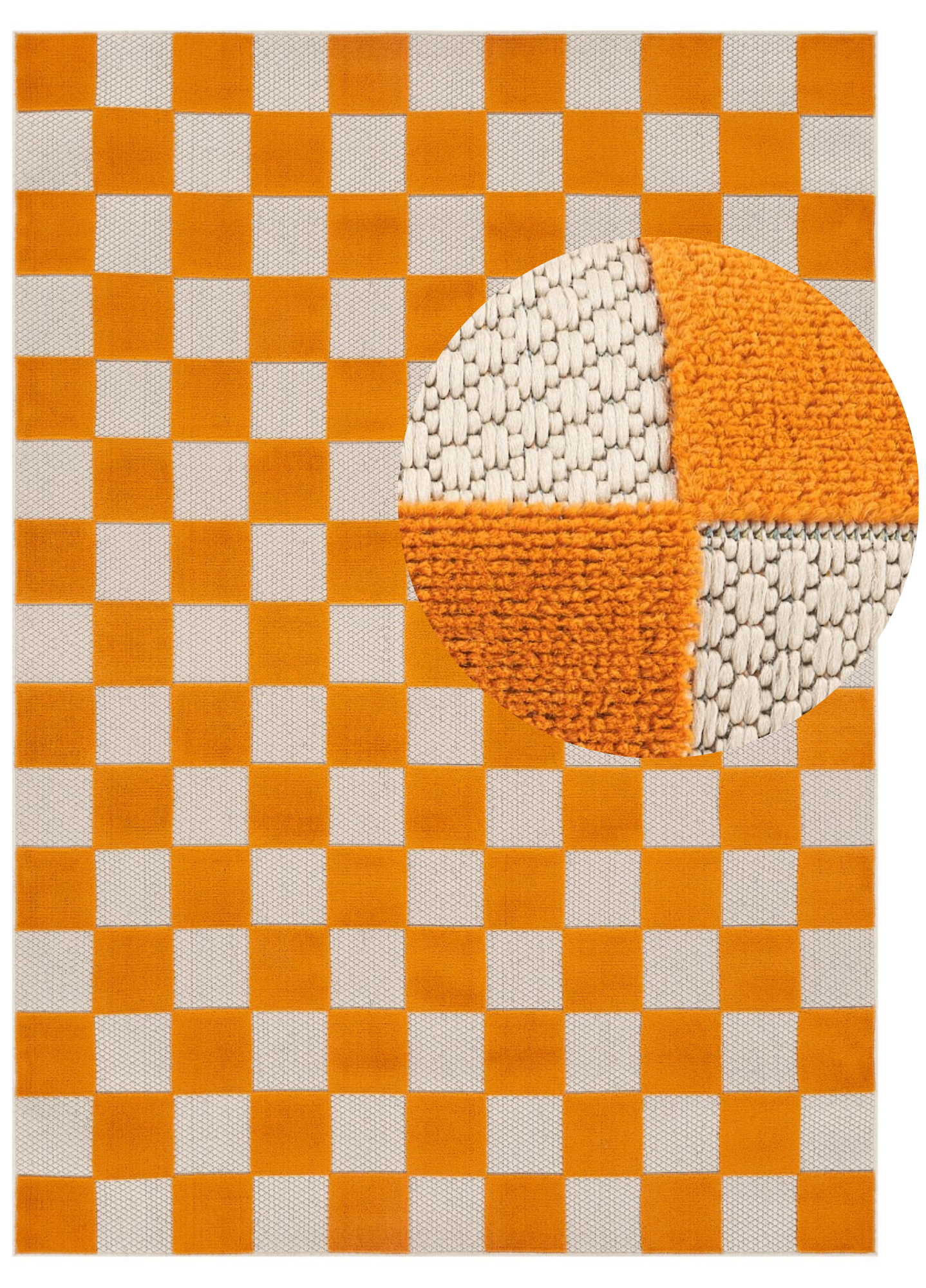 Tappeto Esterno Checker Crema Arancione