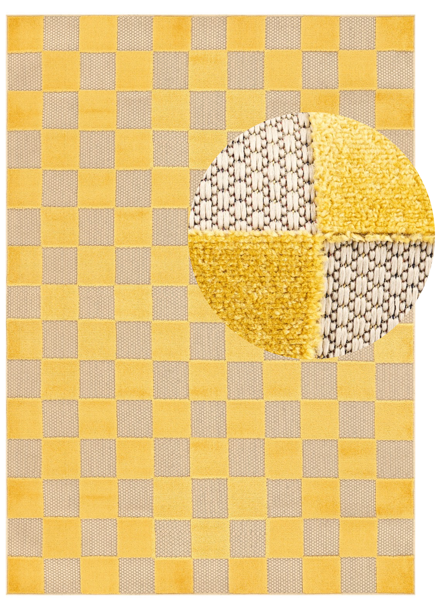 Tappeto Esterno Checker Crema Giallo