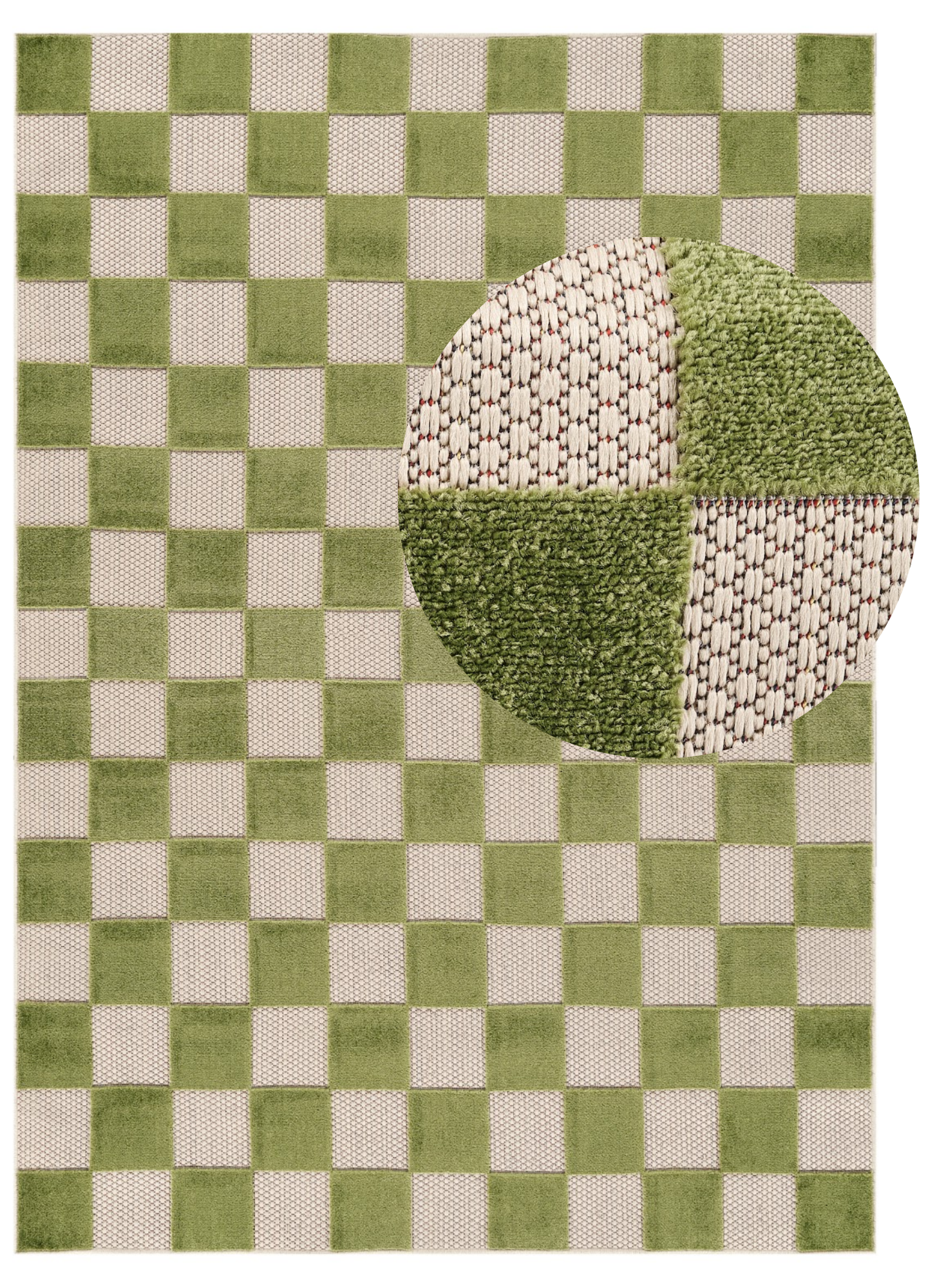 Tappeto Esterno Checker Crema Verde