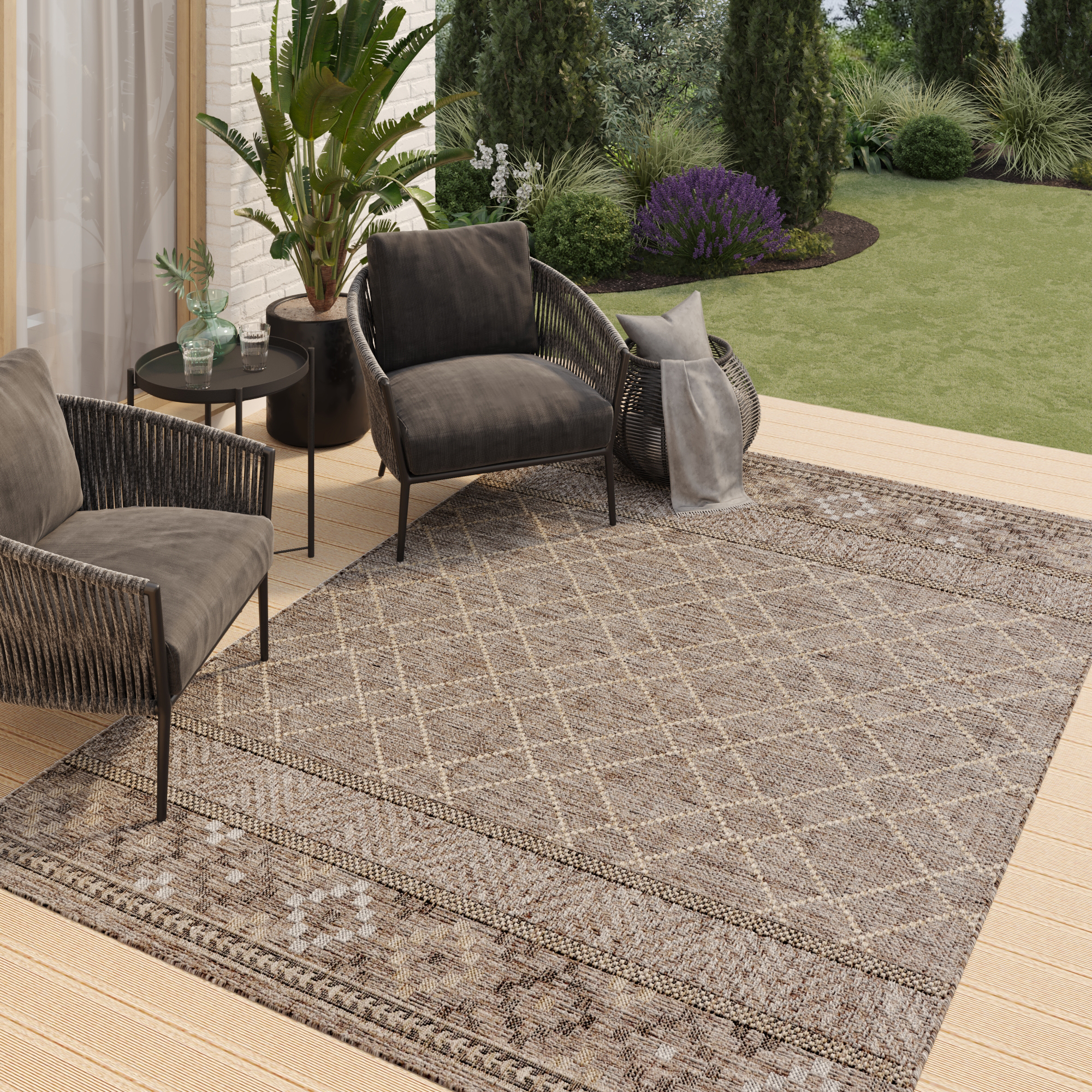 Tappeto Esterno Melissa Marrone Geometrico