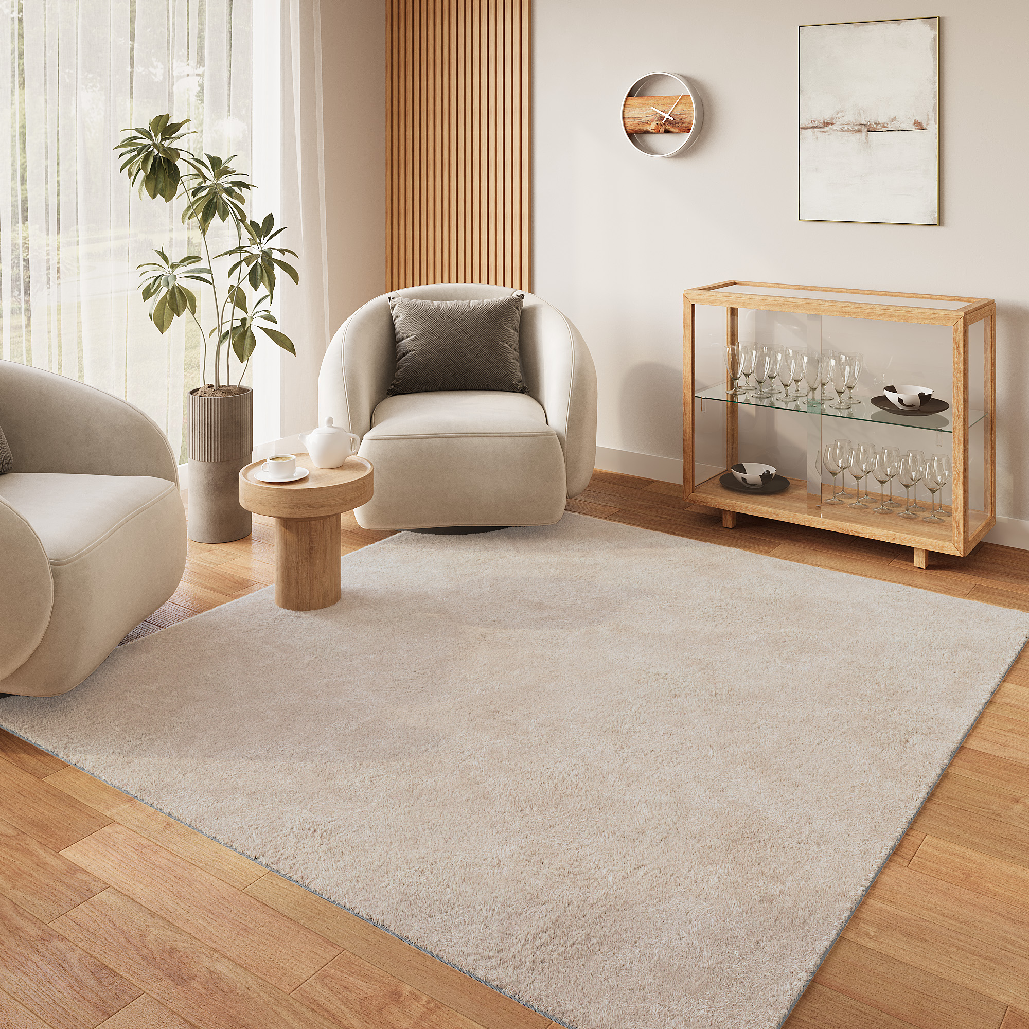 Tappeto Lumi Quadrato Crema Antiscivolo