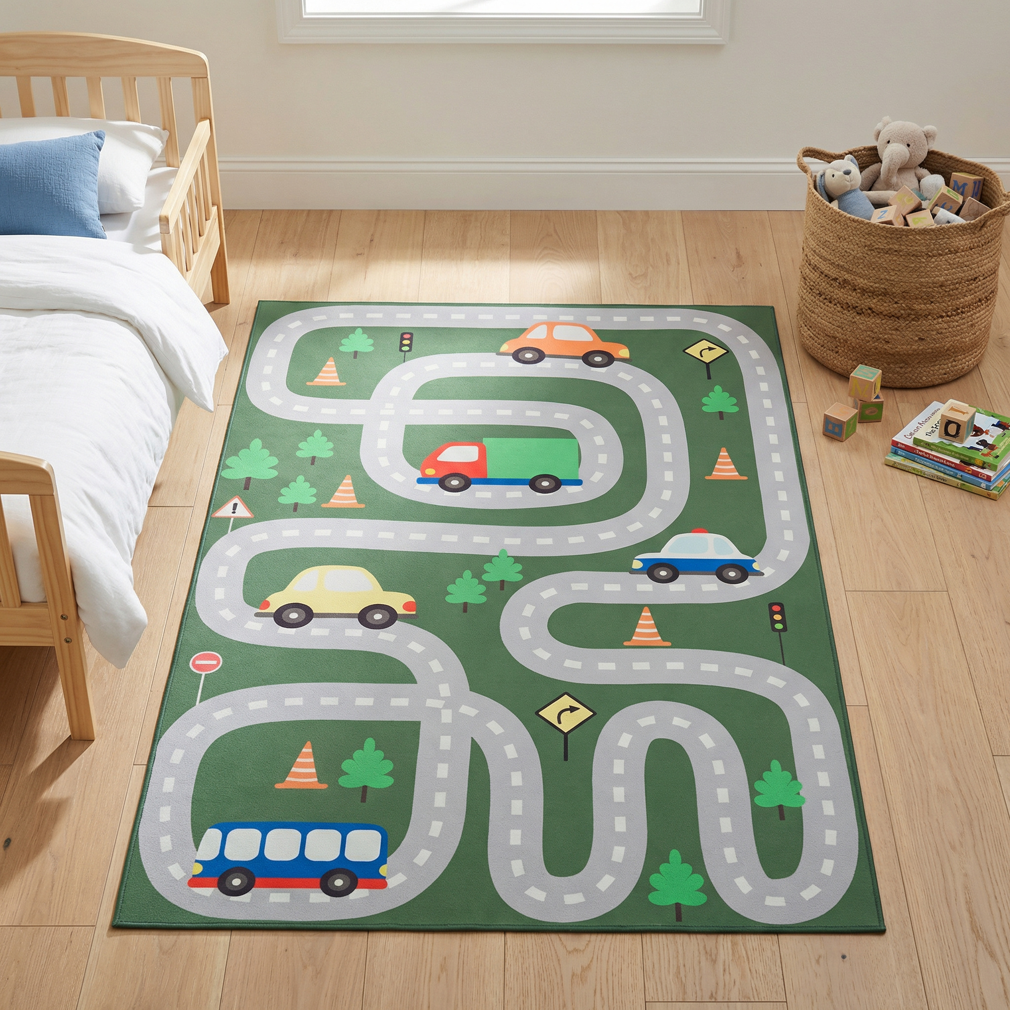Tappeto Bambini Snooki Verde Strada Antiscivolo