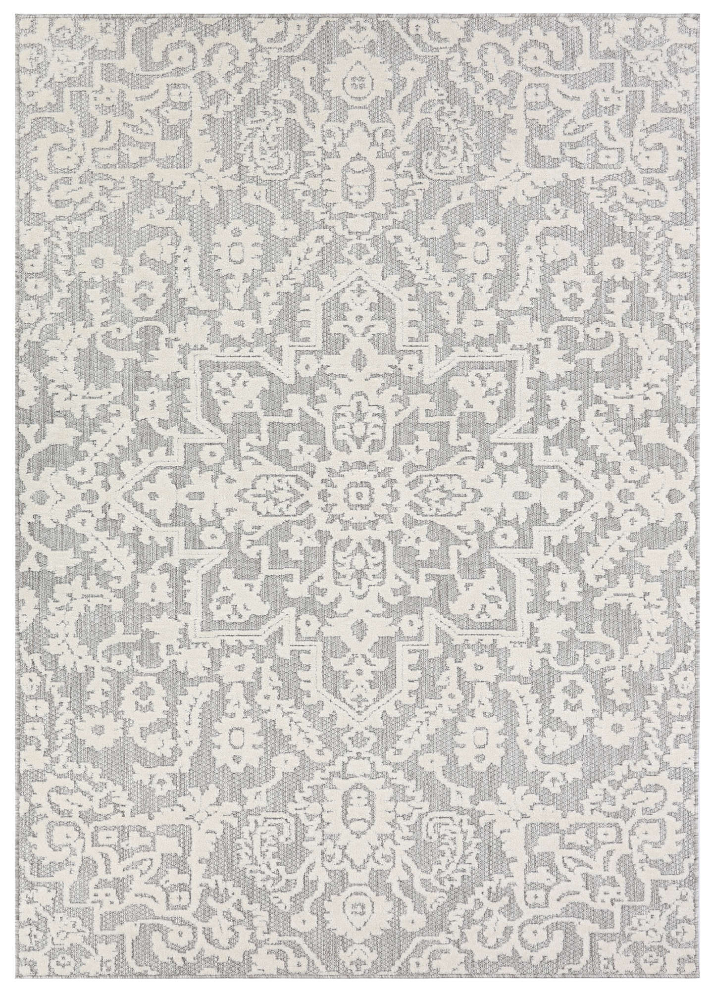Tappeto Esterno Patio Grigio Crema Ornamenti