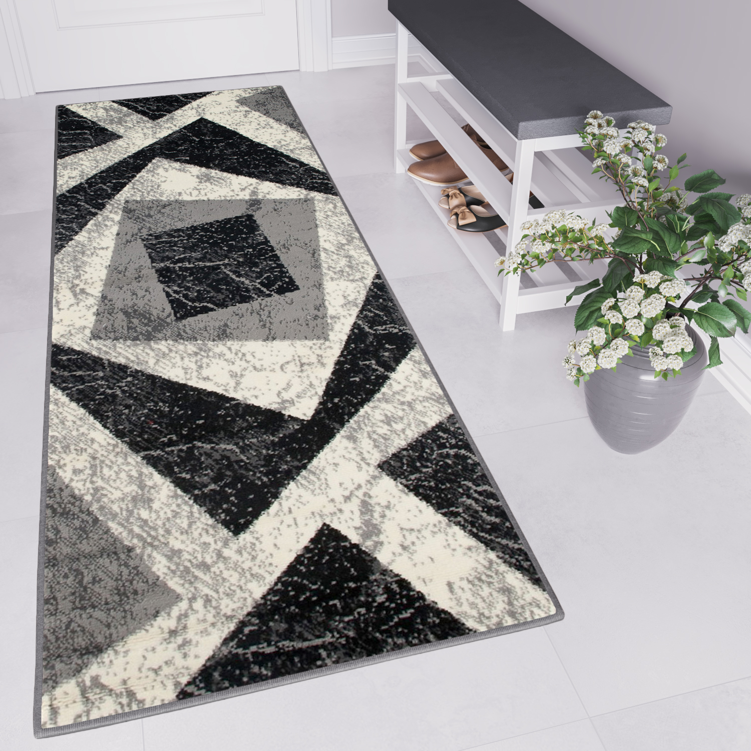 Passatoia Dream Geometrico Grigio Quadrati