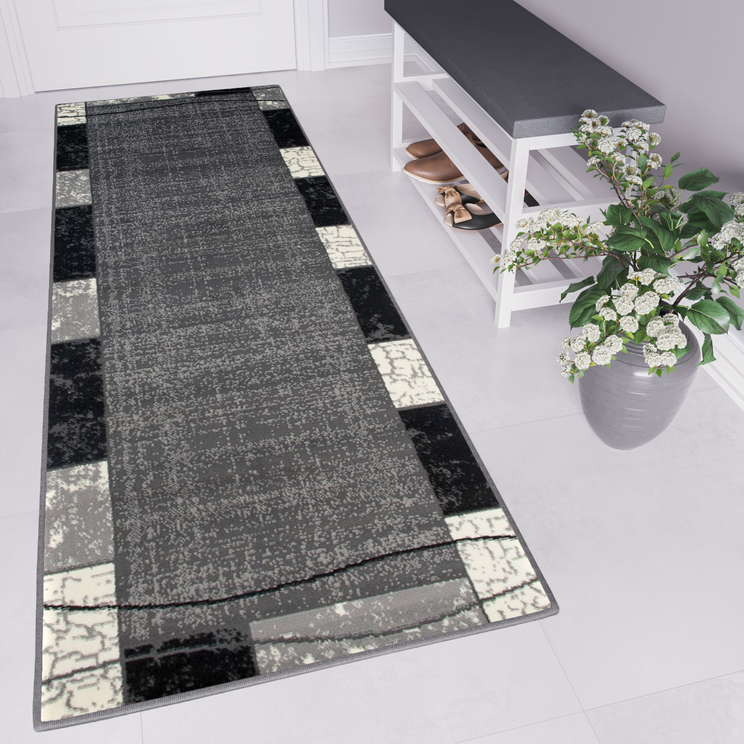 Passatoia Dream Grigio Geometrico Cornice