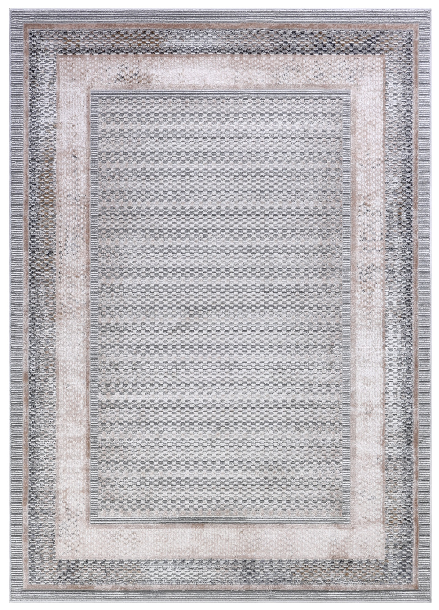 Tappeto Como Grigio Beige con Cornice