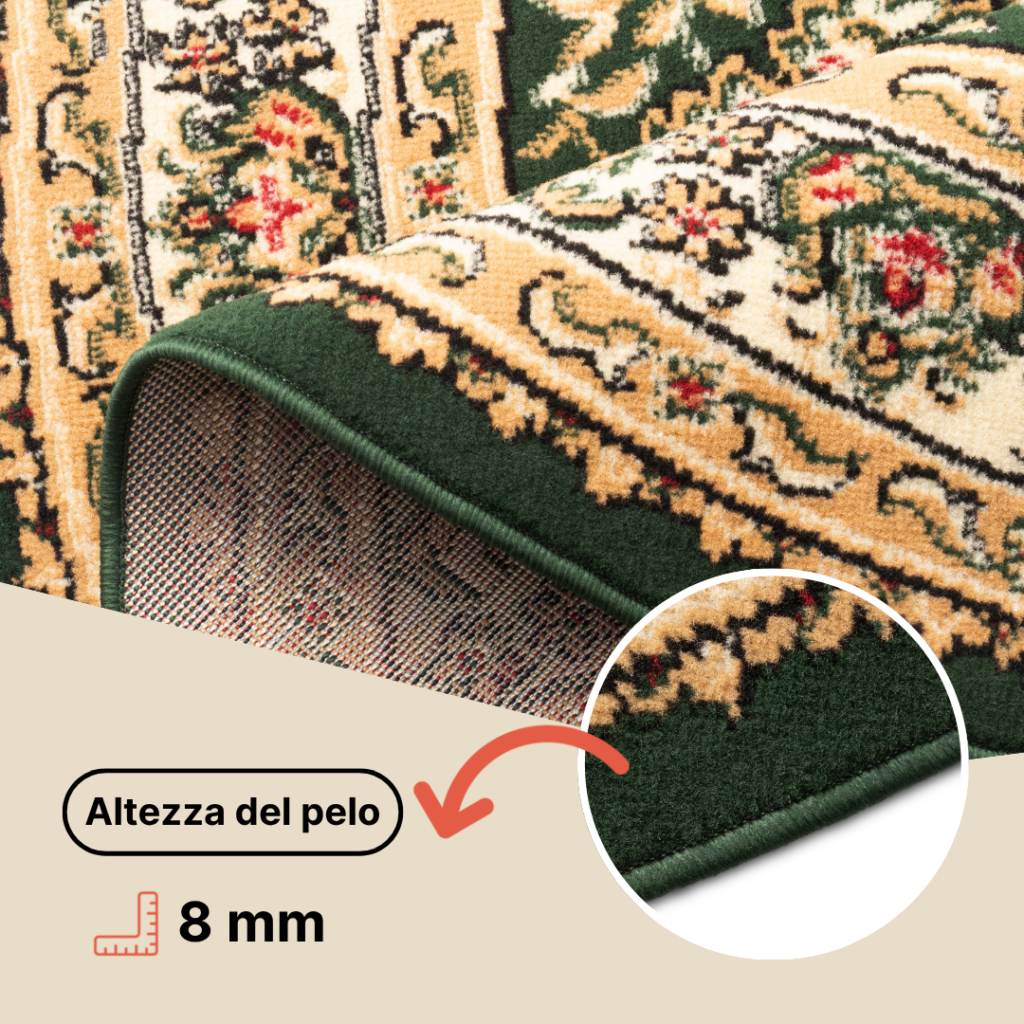 Tappeto Atlas Rotondo Verde Crema Tradizionale Medaglione